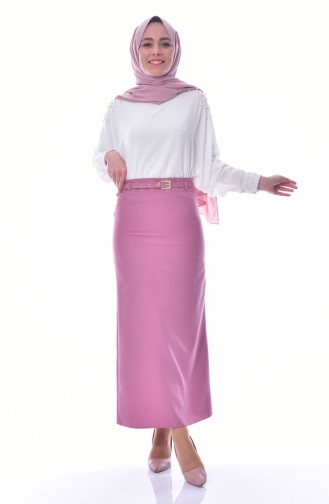 Belted Pencil Skirt 0515-04 Dried Rose 0515-04