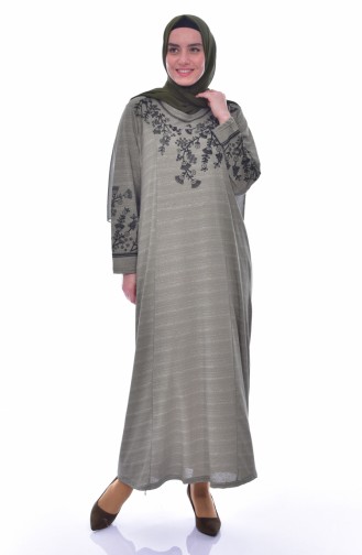 Plus Size Embroideried Dress 4828-04 Khaki 4828-04