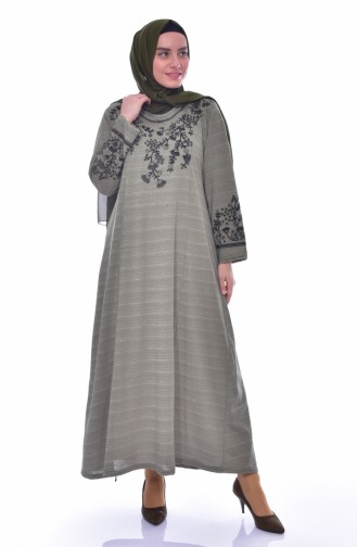 Plus Size Embroideried Dress 4828-04 Khaki 4828-04