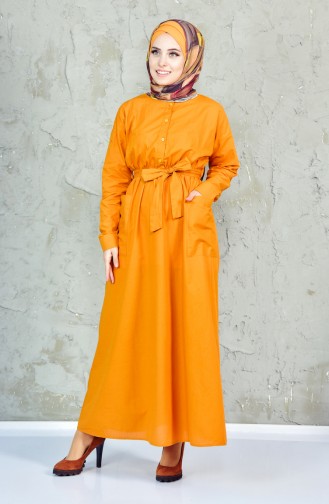 Beli Pleated Belted Dress 0127-01 Mustard 0127-01