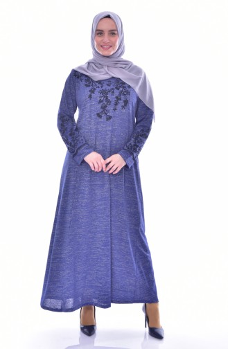 Robe Bordée Grande Taille 4828-02 İndigo 4828-02