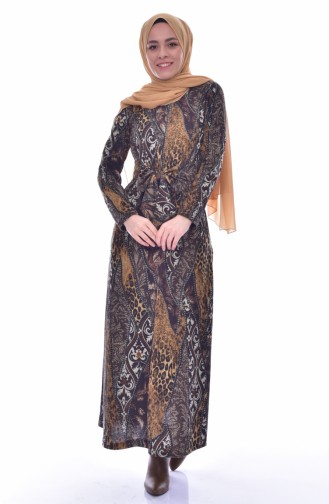 Brown Hijab Dress 7078-03