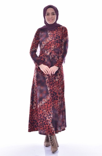 Dilber Leopard Patterned Dress 7080-01 Tile 7080-01