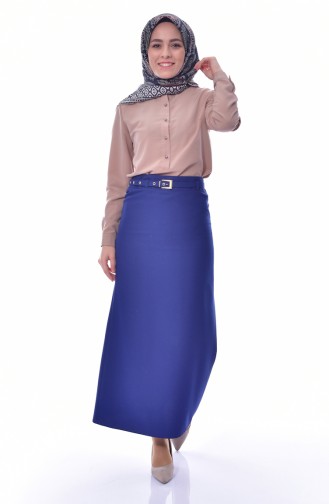 Belted Pencil Skirt 0515-02 Navy Blue 0515-02
