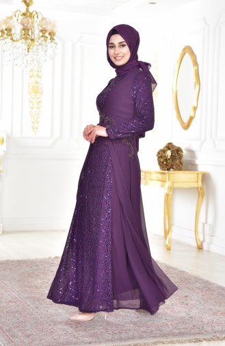 Robe Mousseline à Paillettes 52714-08 Pourpre 52714-08