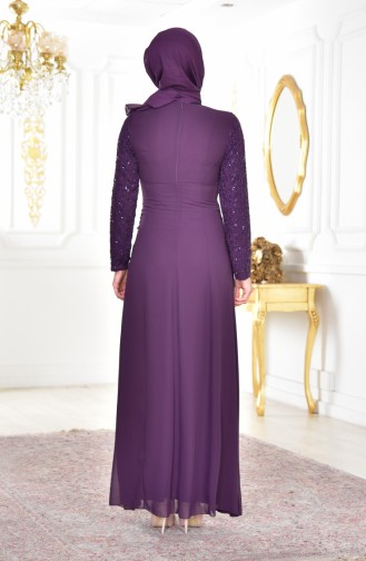Sequined Chiffon Dress 52714-08 Purple 52714-08