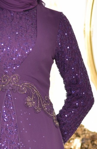 Robe Mousseline à Paillettes 52714-08 Pourpre 52714-08