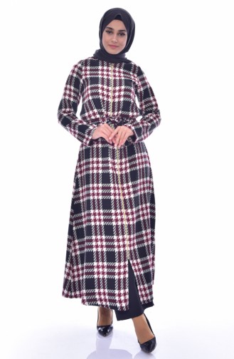 Dilber Zippered Plaid Cape 7073-02 Plum 7073-02