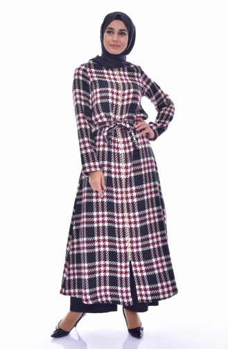 Dilber Zippered Plaid Cape 7073-02 Plum 7073-02