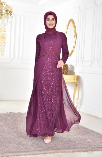 Robe Mousseline a Paillettes 52714-06 Plum 52714-06