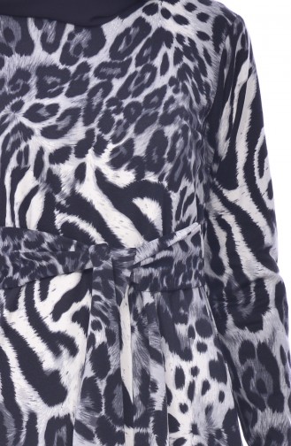 Dilber Leopard Patterned Dress 7076-01 Black 7076-01
