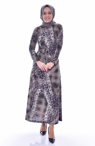 Dilber Leopard Patterned Dress 7080-02 Black 7080-02