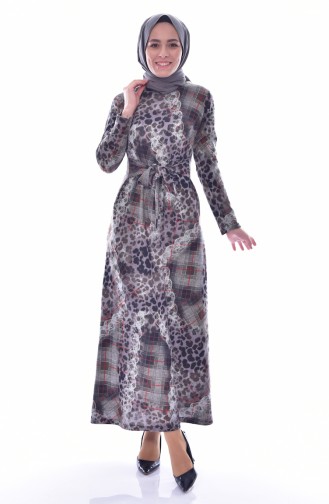 Dilber Leopard Patterned Dress 7080-02 Black 7080-02