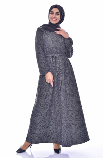 Schwarz Hijab Kleider 6262C-01