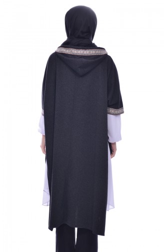 Ribbon Detailed Poncho Anthracite 1553-05
