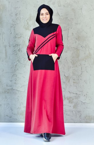 فستان رياضي بتصميم موصول بقبعة 1009-04 لون خمري 1009-04
