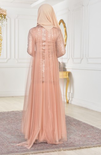 Gold Hijab Evening Dress 1813-02