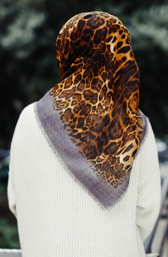 Leopard Patterned Scarf 2098-03 Gray 2098-03