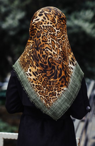 Leopard Patterned Scarf 2098-17 Khaki 2098-17