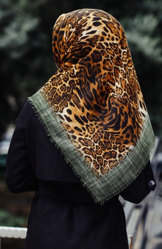 Leopard Patterned Scarf 2098-17 Khaki 2098-17