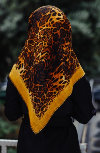 Leopar Desenli Eşarp 2098-01 Hardal