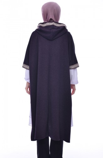 Poncho Détail Rayure 1552-01 Pourpre Foncé 1552-01