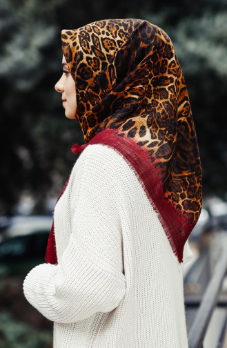 Leopard Patterned Scarf 2098-09 Maroon 2098-09