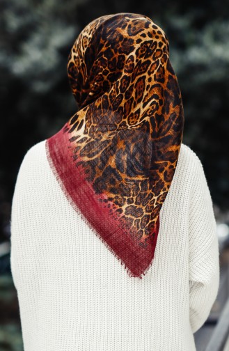 Leopard Patterned Scarf 2098-09 Maroon 2098-09