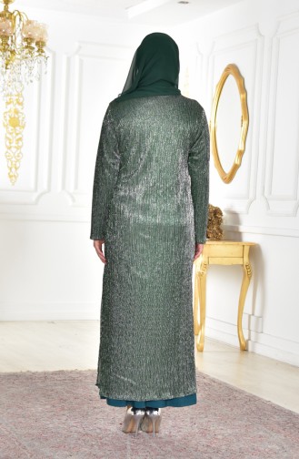 Robe avec Collier Grande Taille 1061-03 Vert emeraude 1061-03