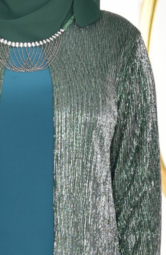 Übergröße Kleid mit Halskette 1061-03 Smragdgrün 1061-03