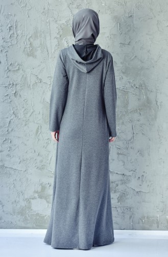 فستان رياضي بتصميم مُطبع 1008-01 لون أسود مائل للرمادي 1008-01