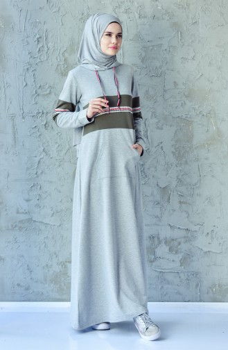 فستان رياضي بتصميم جيوب 1007-03 لون رمادي 1007-03