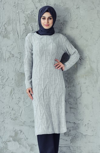 Triko Uzun Tunik 1707-07 Gri