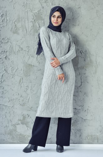 Triko Uzun Tunik 1707-07 Gri