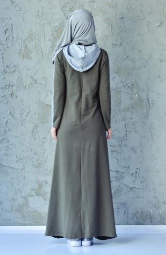 فستان رياضي بتصميم موصول بقبعة 1009-06 لون اخضر كاكي 1009-06