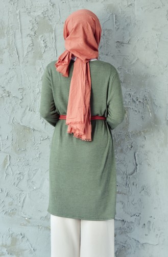 Slim Knitwear Belted Tunic 1145-01 Khaki Green 1145-01