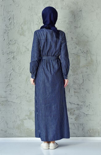 فستان جينز بتصميم طيات من عند الخصر 0361-01 لون كحلي 0361-01