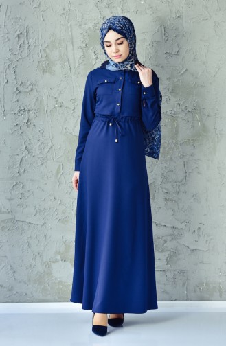 بينجيسو فستان بتصميم مزموم عند الخصر 4502-09 لون كحلي 4502-09