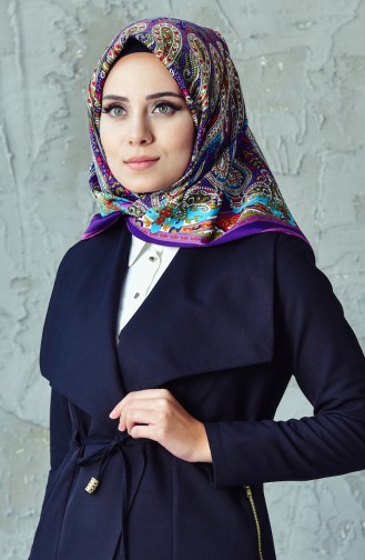 Karaca Desenli Rayon Eşarp 90536-13 Mor 90536-13