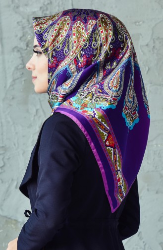 Karaca Desenli Rayon Eşarp 90536-13 Mor