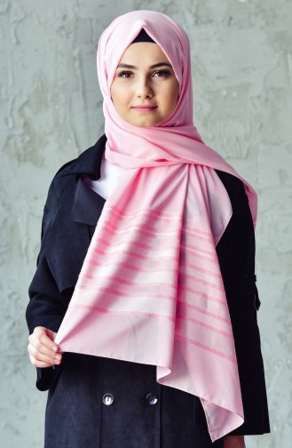 Silvery Stripe Chiffon Shawl 7706-18 Pink 7706-18