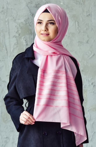 Silvery Stripe Chiffon Shawl 7706-18 Pink 7706-18