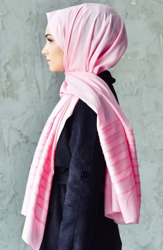 Silvery Stripe Chiffon Shawl 7706-18 Pink 7706-18