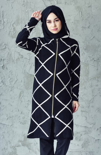 Triko Fermuarlı Hırka 1316-04 Siyah