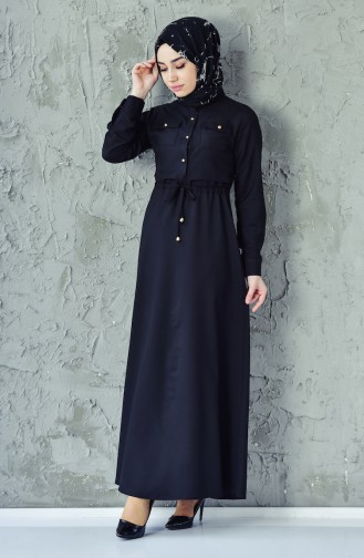 Schwarz Hijab Kleider 4502-08