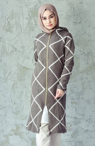 Triko Fermuarlı Hırka 1316-03 Vizon