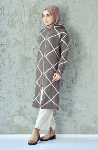 Triko Fermuarlı Hırka 1316-03 Vizon