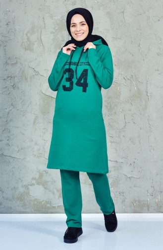 Hooded Tracksuit Suit 18044-06 Emerald Green 18044-06