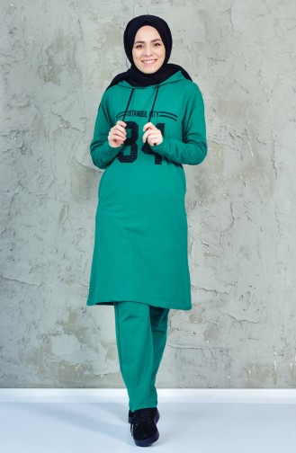 Hooded Tracksuit Suit 18044-06 Emerald Green 18044-06
