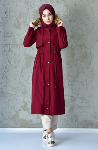 Beli Büzgülü Mont 3034-02 Bordo